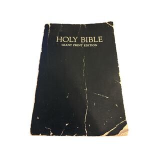 VINTAGE HOLY BIBLE KJV GIANT PRINT LEATHER RED LETTER NELSON 1973